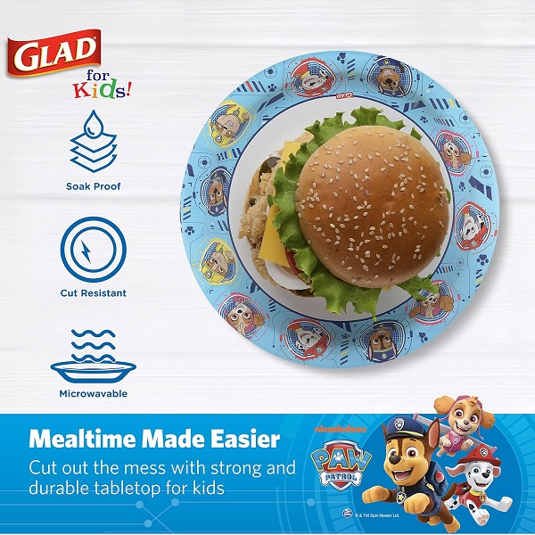 Glad for Kids Paw Patrol Paper Plates, 20 Count, 8.5 Inches | Disposable Paw Patrol Plates for Kids | Heavy Duty Disposable Soak Proof Microwavable Paper Plates for All Occasions - Image 3