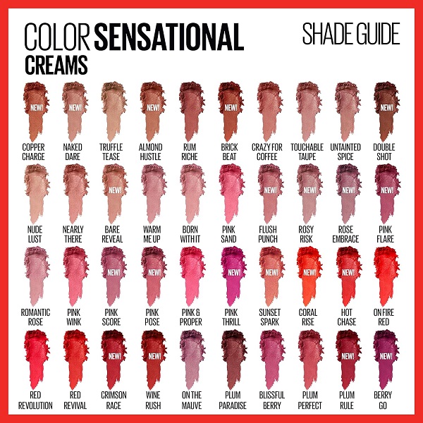 Maybelline Color Sensational Lipstick, Lip Makeup, Cream Finish, Hydrating Lipstick, Nude, Pink, Red, Plum Lip Color, Pink Sand, 0.15 oz. (Packaging May Vary) - Image 5