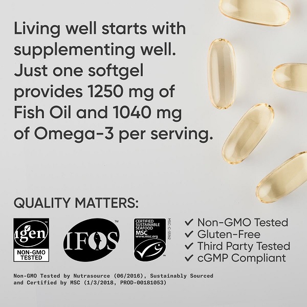 Sports Research Omega-3 Wild Alaskan Fish Oil(1250Mg Per Capsule) With Triglyceride Epa & Dha Heart, Brain & Joint Support Ifos 5 Star Certified, Non-Gmo & Gluten - Image 4