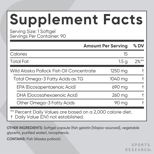 Sports Research Omega-3 Wild Alaskan Fish Oil(1250Mg Per Capsule) With Triglyceride Epa & Dha Heart, Brain & Joint Support Ifos 5 Star Certified, Non-Gmo & Gluten - Image 6