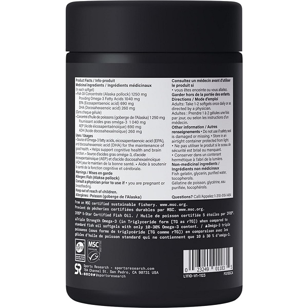 Sports Research Omega-3 Wild Alaskan Fish Oil(1250Mg Per Capsule) With Triglyceride Epa & Dha Heart, Brain & Joint Support Ifos 5 Star Certified, Non-Gmo & Gluten - Image 9