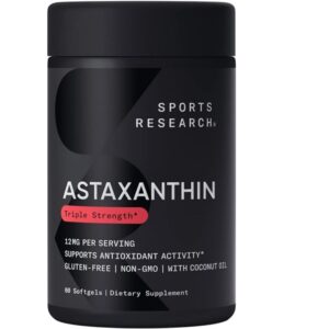 Sports Research Triple Strength Astaxanthin Dietary Supplement, 60 Softgels