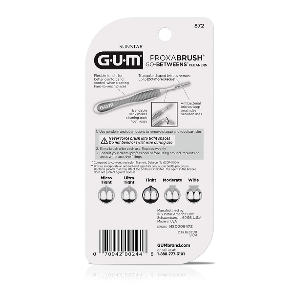 Sunstar GUM Proxabrush Go-Betweens Cleaners, Tight, 10 Count - Image 3