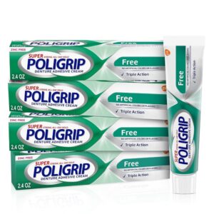 Super Poli-grip Formula Zinc Denture Adhesive Cream, 4 Count