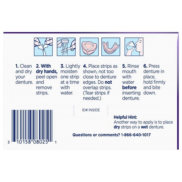 Super Poligrip Strips Size 40 Ct Poligrip Strong All Day Comfort Seal Denture Adhesive Strips - Image 2