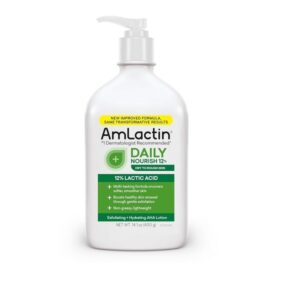 AmLactin lotion bottle designed for easy daily use and deep hydration