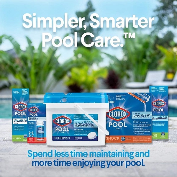 Enjoy crystal-clear water with Clorox Super Water Clarifier for a low-maintenance pool experience.