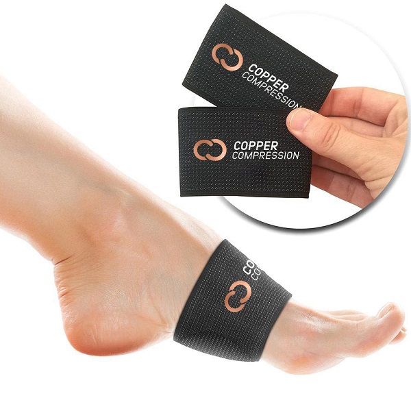 Copper-infused arch braces for enhanced circulation and recovery