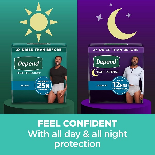 Depend Night Defense Incontinence Underwear for Men, Overnight, Disposable Size L, 28 Count (2 Packs of 14) (Packaging May Vary) - Image 3