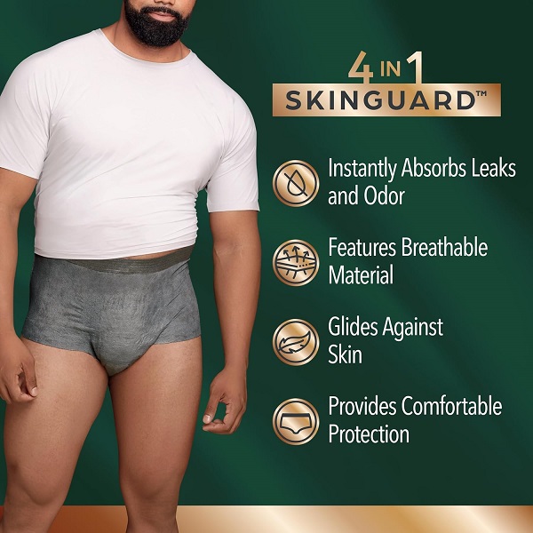 Depend Real Fit Incontinence Briefs for Men, Maximum Absorbency, S/M, Grey, Packaging May Vary - Image 3