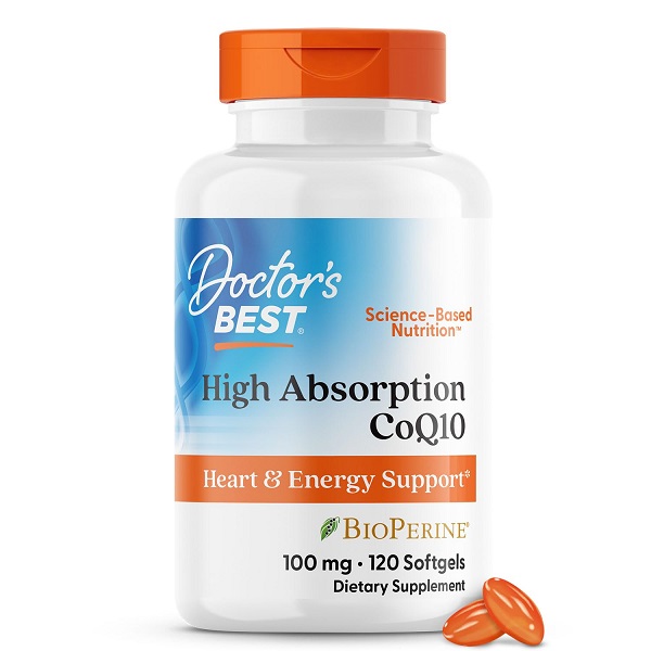 Doctor's Best High Absorption CoQ10 100mg bottle with 120 softgels