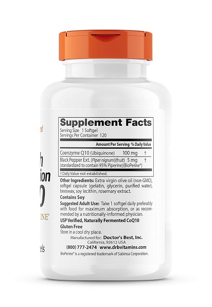 Doctor's Best CoQ10 supplement facts and ingredients