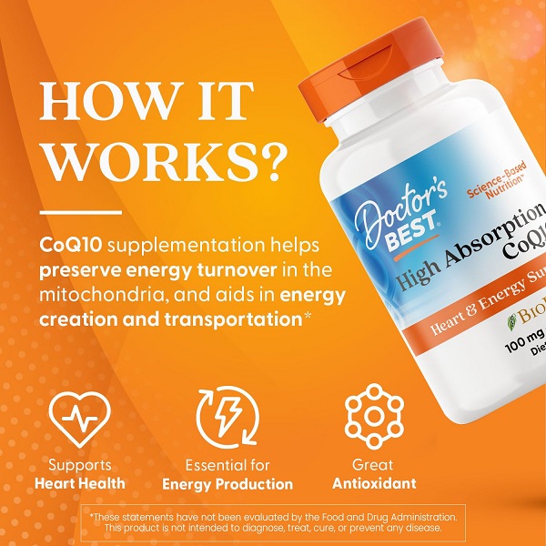Doctor's Best CoQ10 with BioPerine for heart health and energy