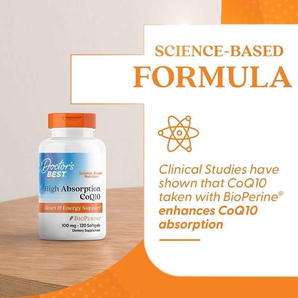 Doctor's Best High Absorption CoQ10 with BioPerine 100mg 120 Softgels bottle