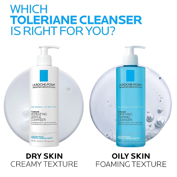 Creamy texture nourishes dry skin, while foaming gel refreshes oil-prone complexions.