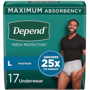 Depend Fit-Flex incontinence underwear for men, large, 17 count