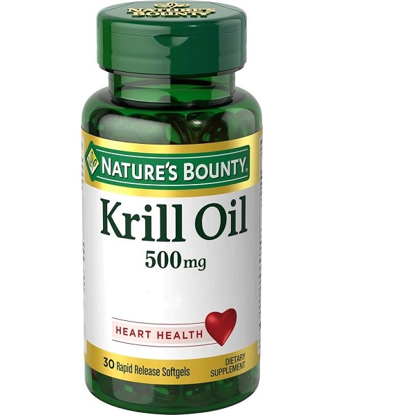 Nature’s Bounty Krill Oil bottle featuring 30 softgels