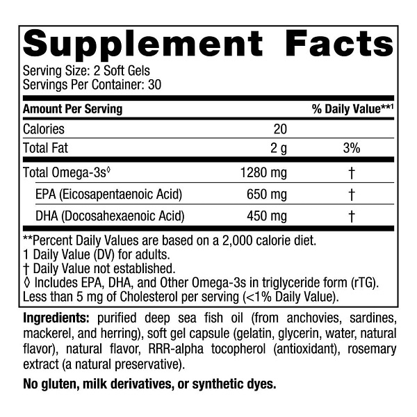 Nordic Naturals Ultimate Omega 3 Fish Oil Softgels | 1280 Mg Omega 3 Fatty Acids | High-Potency Fish Oil Omega 3 Supplement For Men And Women With EPA & DHA | Fish Oil Lemon Flavour 60 Softgels - Image 2