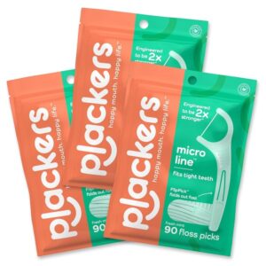 Plackers Micro Mint Dental Flossers, 90 Count (Pack of 3)