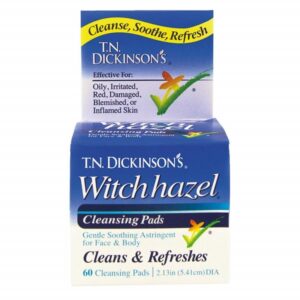 Gentle cleansing witch hazel pads by T.N. Dickinson’s