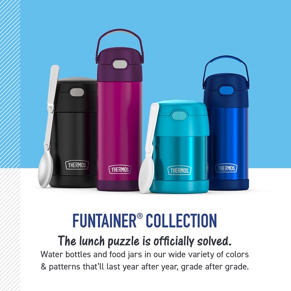 THERMOS FUNTAINER 12 Ounce Stainless Steel Vacuum Insulated Kids Straw Bottle, Black - Image 4