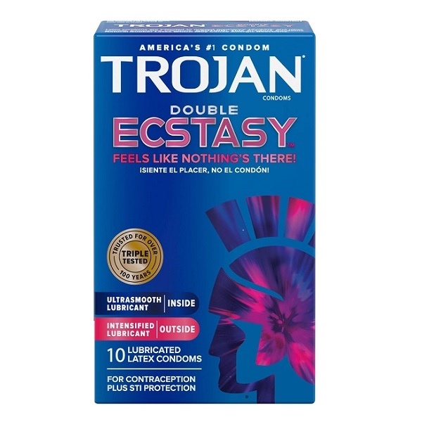Trojan Double Ecstasy Lubricated Condoms - 10 Count