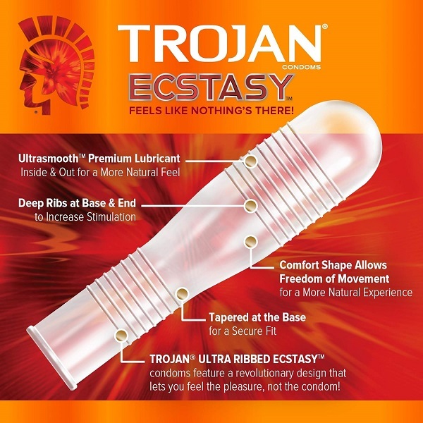 Trojan Double Ecstasy Lubricated Condoms - 10 Count - Image 4