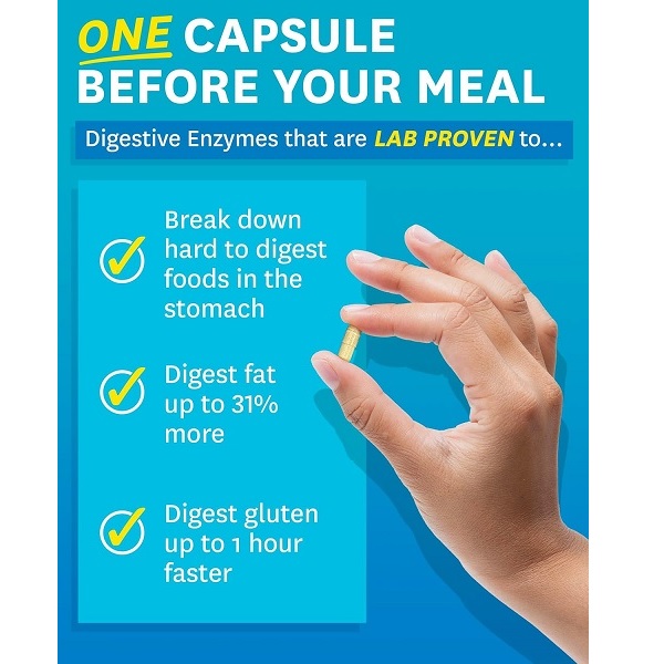 Zenwise Digestive Enzymes lab-proven to improve digestion of fats, gluten, and hard-to-digest foods