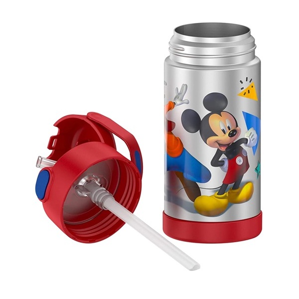 THERMOS FUNTAINER Water Bottle with Straw - 12 Ounce - Kids Stainless Steel Vacuum Insulated Water Bottle with Lid, Mickey Mouse - Image 3