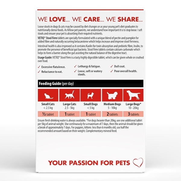 VETIQ Stool Firm Tablets, for Cats and Dogs, Digestive Health Support with Prebiotics, 45 Tablets - Image 2