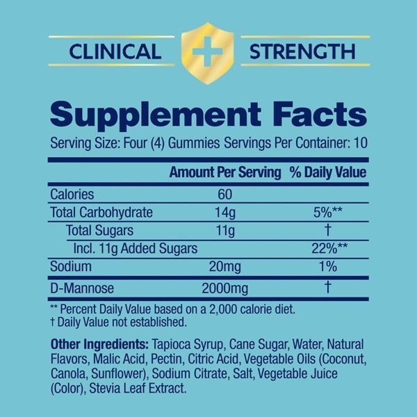 AZO D Mannose Urinary Tract Health Gummies, 40 Count, Clinical Strength 2000mg, Helps Cleanse, Flush & Protect, No.1 Pharmacist Recommended Brand, Vegan Tangy Citrus Blast Flavor, Non-GMO, Gluten Free - Image 4