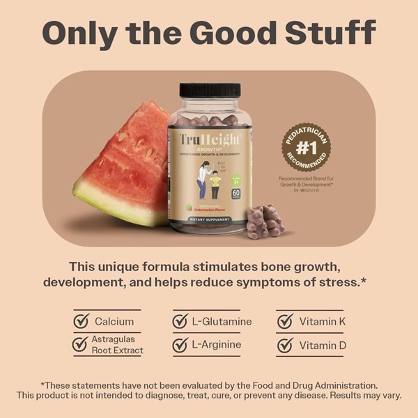 TruHeight Growth Multivitamin Gummies, Watermelon Flavour, 60 Count, Ages 5+, Bone Development Support - Image 5