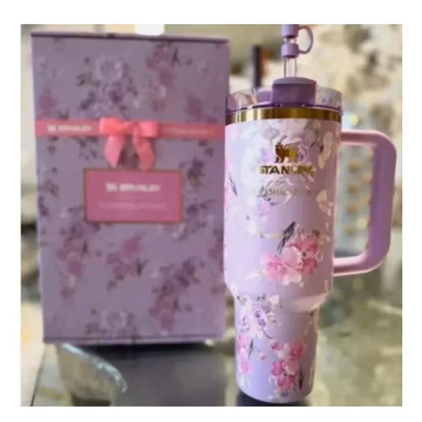 Stanley x Love Shack Fancy 40oz Quencher | Happy Thoughts Rosa Beaux Purple Tumbler | Limited Edition Stanley Cup | Gift for Her | NEW - Image 2