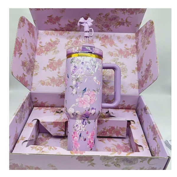 Stanley x Love Shack Fancy 40oz Quencher | Happy Thoughts Rosa Beaux Purple Tumbler | Limited Edition Stanley Cup | Gift for Her | NEW - Image 3