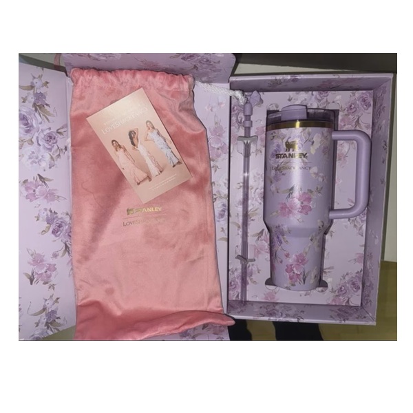 Stanley x Love Shack Fancy 40oz Quencher | Happy Thoughts Rosa Beaux Purple Tumbler | Limited Edition Stanley Cup | Gift for Her | NEW - Image 4