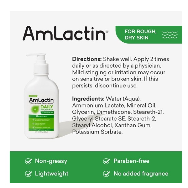 AmLactin Daily Moisturizing Body Lotion | Instantly Hydrates, Relieves Roughness | Powerful Alpha-Hydroxy Therapy Gently Exfoliates | Smooths Dry Skin | Twin Pack (2) 7.9 oz. Bottles - Image 4