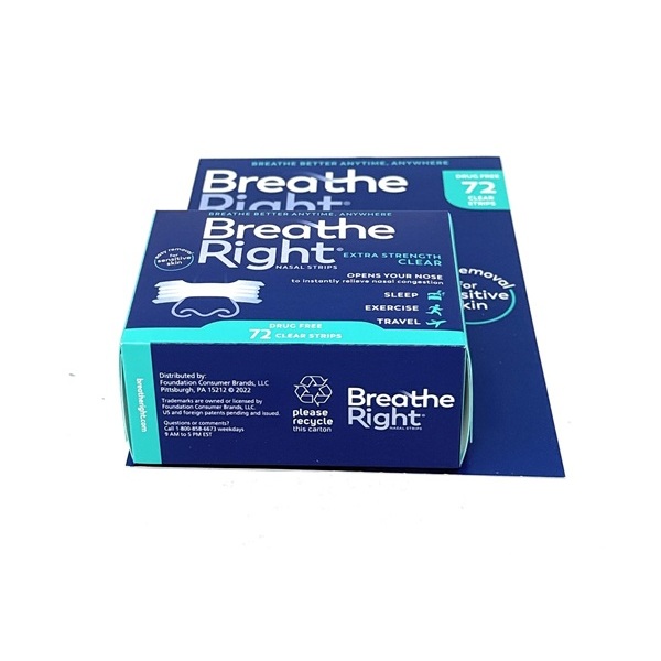 Breathe Right Nasal Strips, Extra Clear For Sensitive Skin, 72 Clear Strips - Image 4
