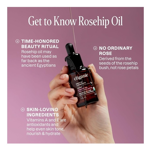 Cliganic USDA Organic Rosehip Seed Oil for Face, 100% Pure | Natural Cold Pressed Unrefined Hexane-Free | Base Carrier Oil for Skin, Hair & Nails | Certified Organic, 1oz - Image 3