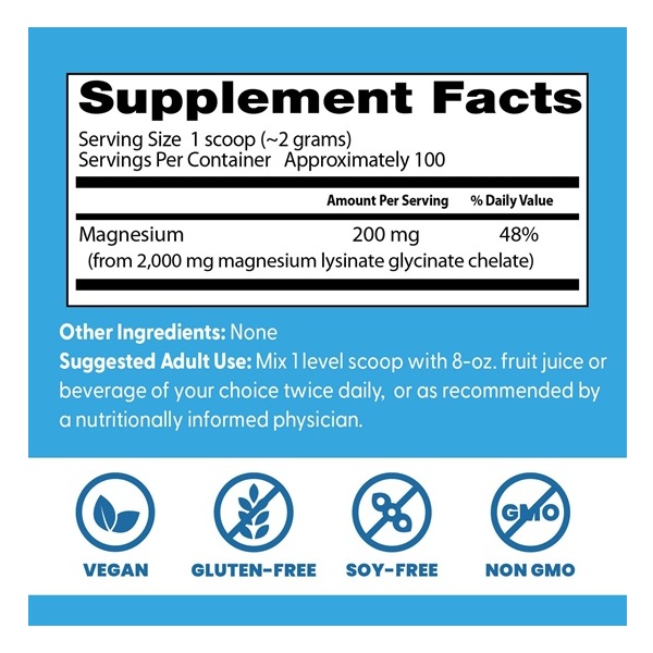Doctor's Best High Absorption Magnesium Glycinate Lysinate, 100% Chelated, Non-GMO, Vegan, Gluten Free, Soy Free, 200 Grams - Image 3