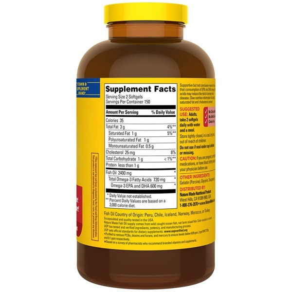 Nature Made Fish Oil 2400 mg, 300 Softgels - Image 2